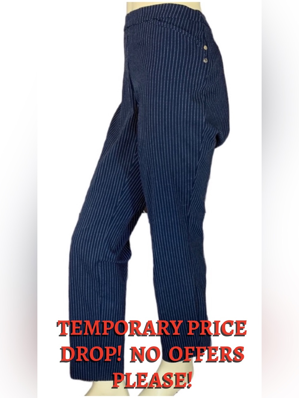 CHARTER CLUB NAVY BLUE WITH WHITE SPECKS STRETCH STRAIGHT LEG TROUSERS (10)